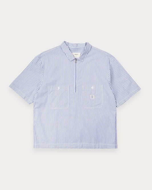 Parts & Service Half Zip Work Shirt - Hickory Stripe