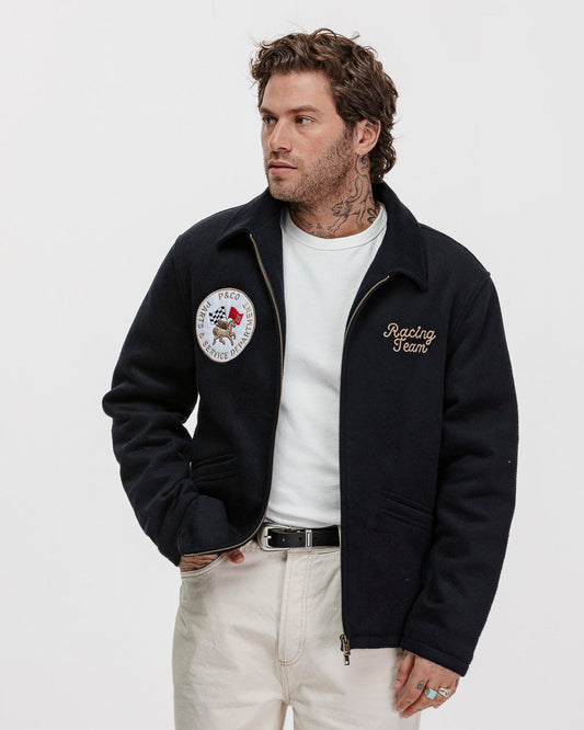 Racing Team Wool Sports Jacket - Navy