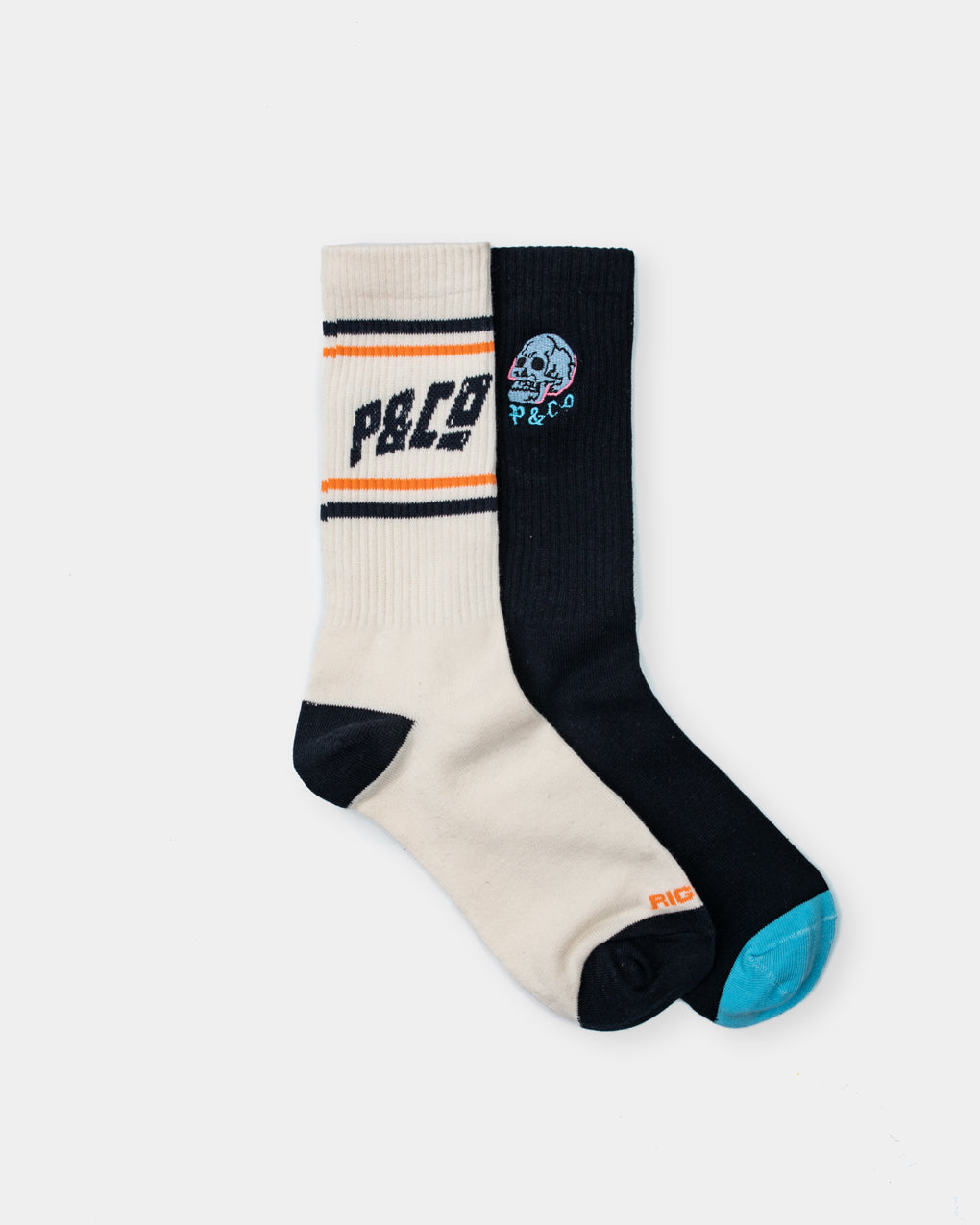 Neon Bones & Bad Vibes Socks - Black & Ecru