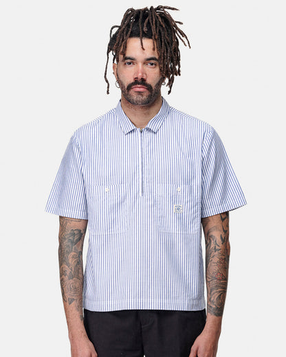 Parts & Service Half Zip Work Shirt - Hickory Stripe