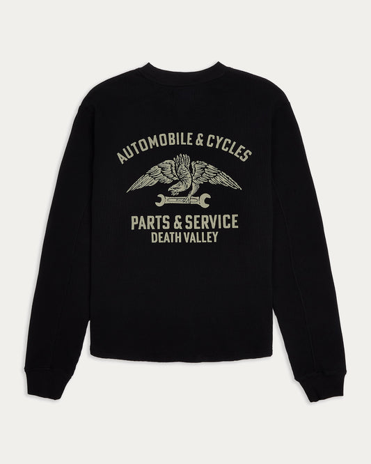 Parts & Service Waffle Longsleeve - Washed Black