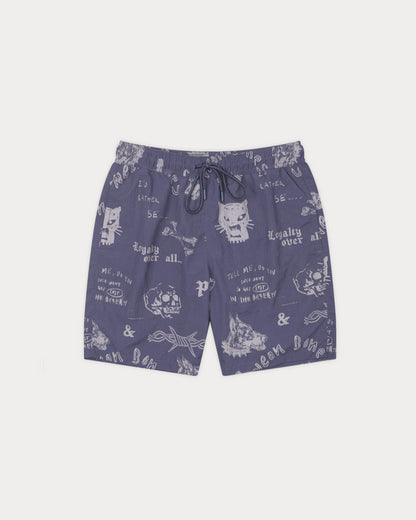 Neon Bones Swim Shorts - Smoke Blue