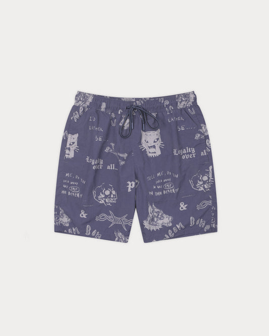 Neon Bones Swim Shorts - Smoke Blue
